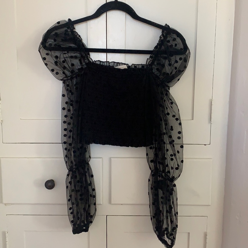 Black polka dot top